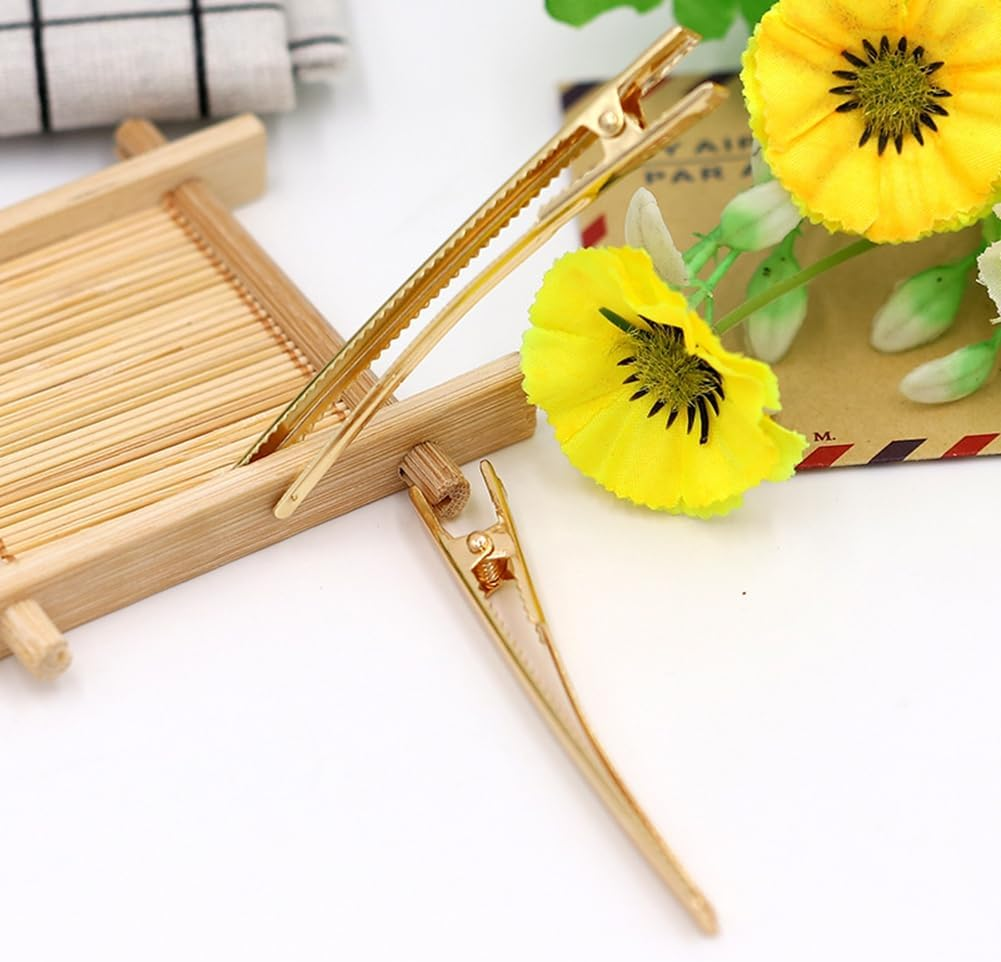 Rockreyoa Metal Duckbill Hair Clips, Small Crocodile Clips, Crocodile Clips, Hairdresser Alligator Clips, Hair Clips for Women, Hair Salon, Girls, Hair Styling, DIY Accessories, 3 Colours, 3.5 Cm image number 1