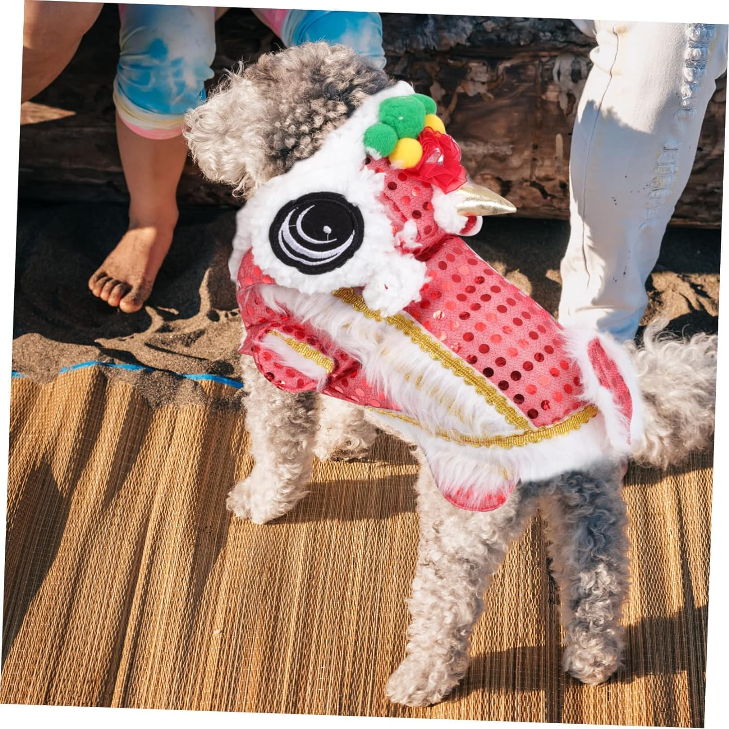 1Pc Clothes for Pets Wedding Cat Clothing Puppy Lion Costume Dog Dance Lion Clothes Dog Four Legs Hoodies Dance Lion Dog Costume New Year Cat Clothes Dress Festive Polyester