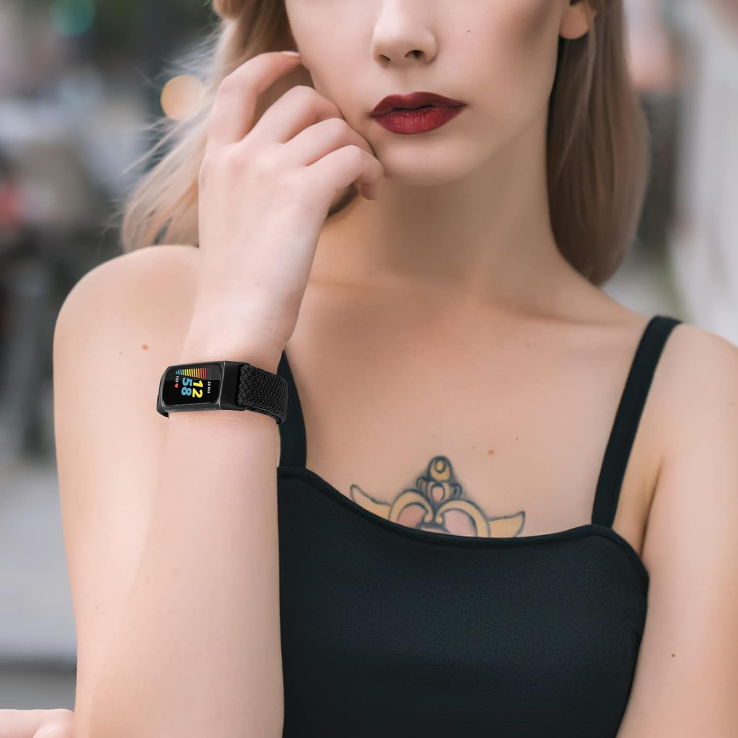 2 Pack - Relting Braided Bands Compatible with Fitbit Charge 6/Fitbit Charge 5, Adjustable Solo Loop Nylon Replacement Band for Women Men image number 2