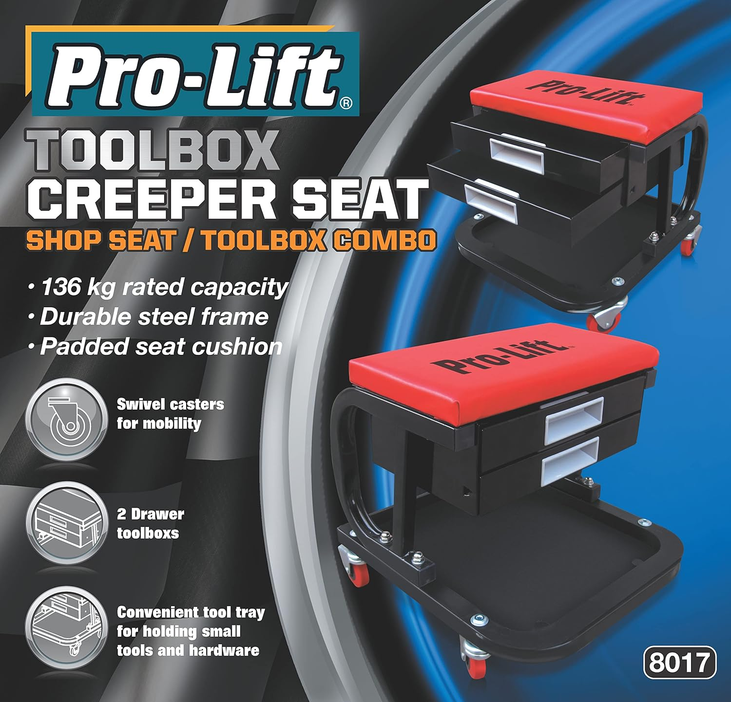 Pro-Lift T-8017 Toolbox Creeper Seat - 136Kg Capacity image number 1