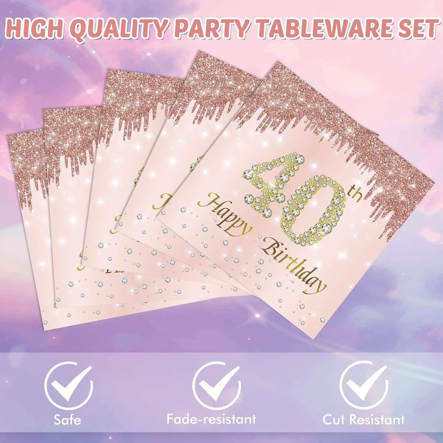 40PCS 40Th Happy Birthday Napkins Rose Gold 40Th Birthday Napkin Vintage 1984 Dessert Cocktail Beverage Napkins for Women 40Th Birthday Anniversary Party Favors 2-Ply - 16Th image number 6