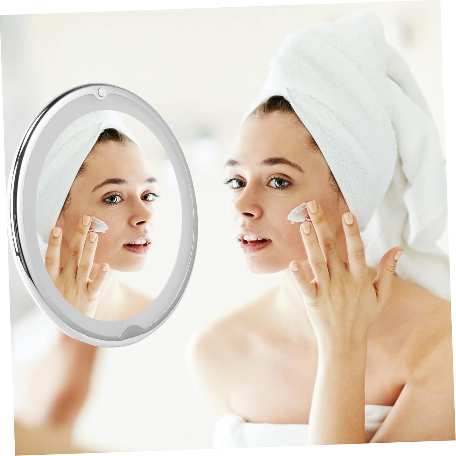 EPIGEIST 7X Magnifying Makeup Mirror with Led Light White Portable Vanity Mirror with Suction Cup for Bathroom Use without Battery image number 2