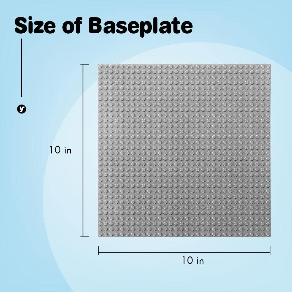 Lekebaby Baseplate 10"X10" Classic Building Board Large Base Plates 100% Compatible with All Major Brands, 6 Pack, Grey image number 1