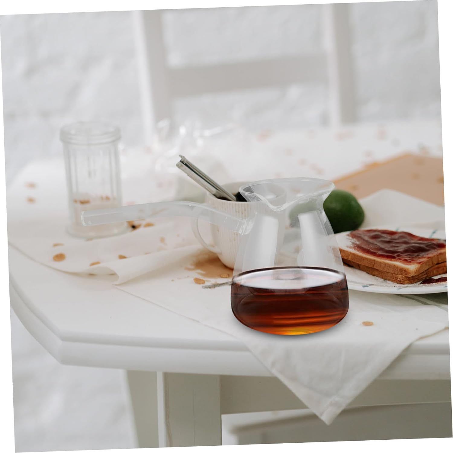 JECOMPRIS Heat-Resistant Handheld Glass Coffee Pot Thick Borosilicate Teapot for Stovetop Brewing Tea and Milk with Long Handle Transparent Multi-Function Water Kettle for Home and Tea image number 2