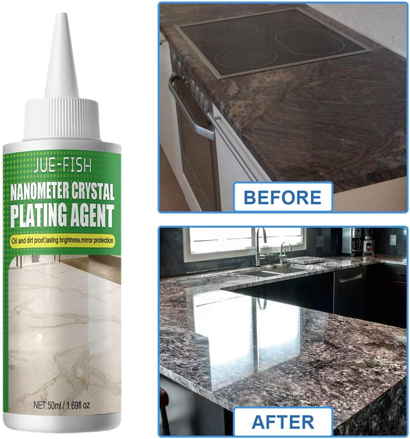 Stone Crystal Plating Agent | Marble Polishing Nano Crystal Liquid | Marble Nano Crystal-Plating Agent, Coating of Stone Nanocrystals | Tile Scratch Repair Brightening Restoration image number 3