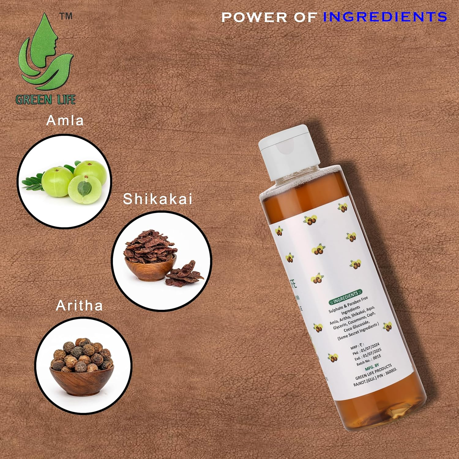 GREEN LIFE PRODUCTS Plant Base Home Made Oil for All Hair Types Hair Growth Hair Fall Control anti Dandruff (Aritha Shampoo)