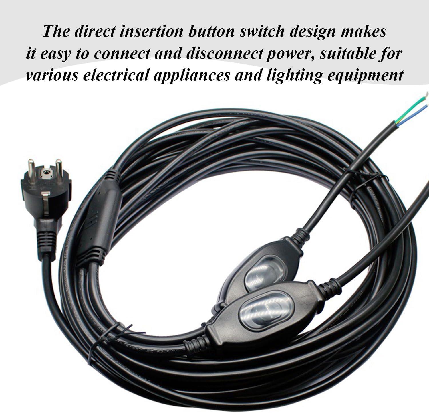 BIFHIG 2 Rainproof Double Switches, Waterproof Cable Switches for Outdoor Use, Inline Push Button Switch, Suitable for Electrical Appliances, Lamps, Transformers image number 1