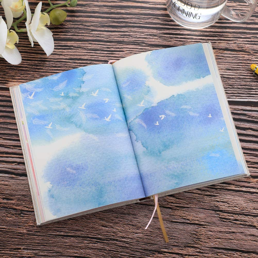 Siixu Colorful Blank Notebook, Unlined Journals to Write in for Women and Girls, Hardcover Personal Diary, Unique Pretty Watercolor Design, 192 Pages, 2 Bookmarks, Unruled image number 1