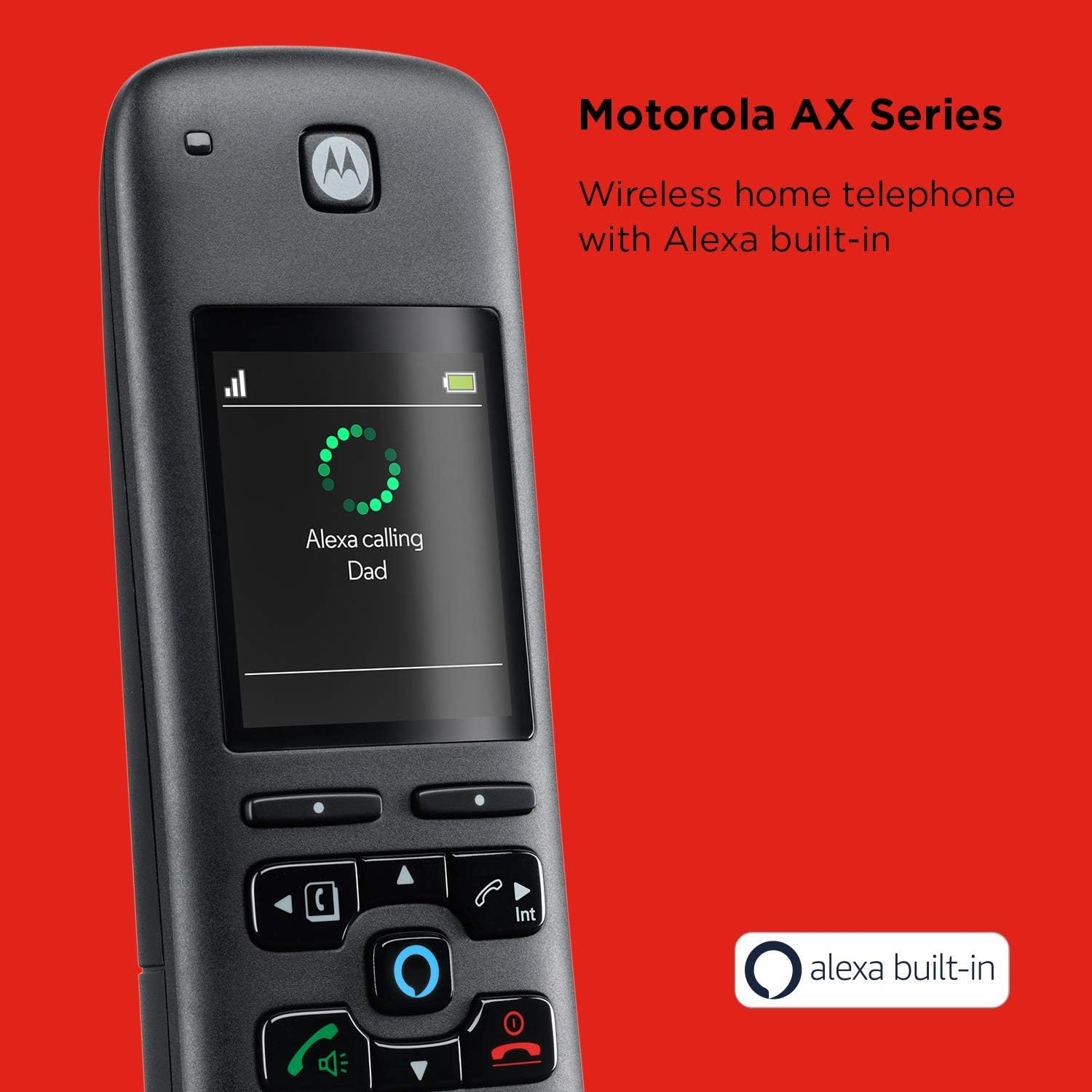 Motorola AXH01 (Set with Base and 1 Handset) Cordless Phone with Answering Machine, Built-In Alexa Voice Assistant - Portable Landline Phones for Home with 1 Cordless Handset image number 4
