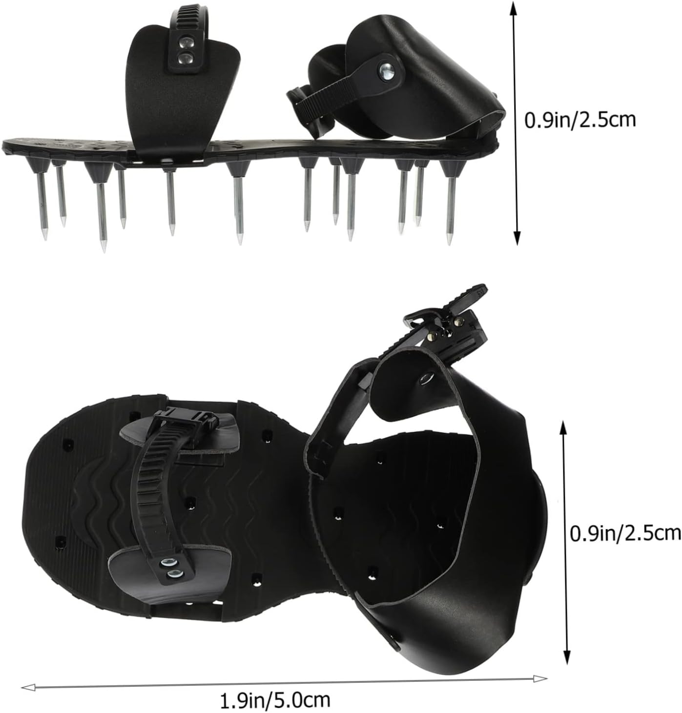 Outanaya Lawn Aerator Shoes Pu Spike Soles Gardening Spike Shoes for Grass Aeration Black Easy-Assembly for Lawn and Patio