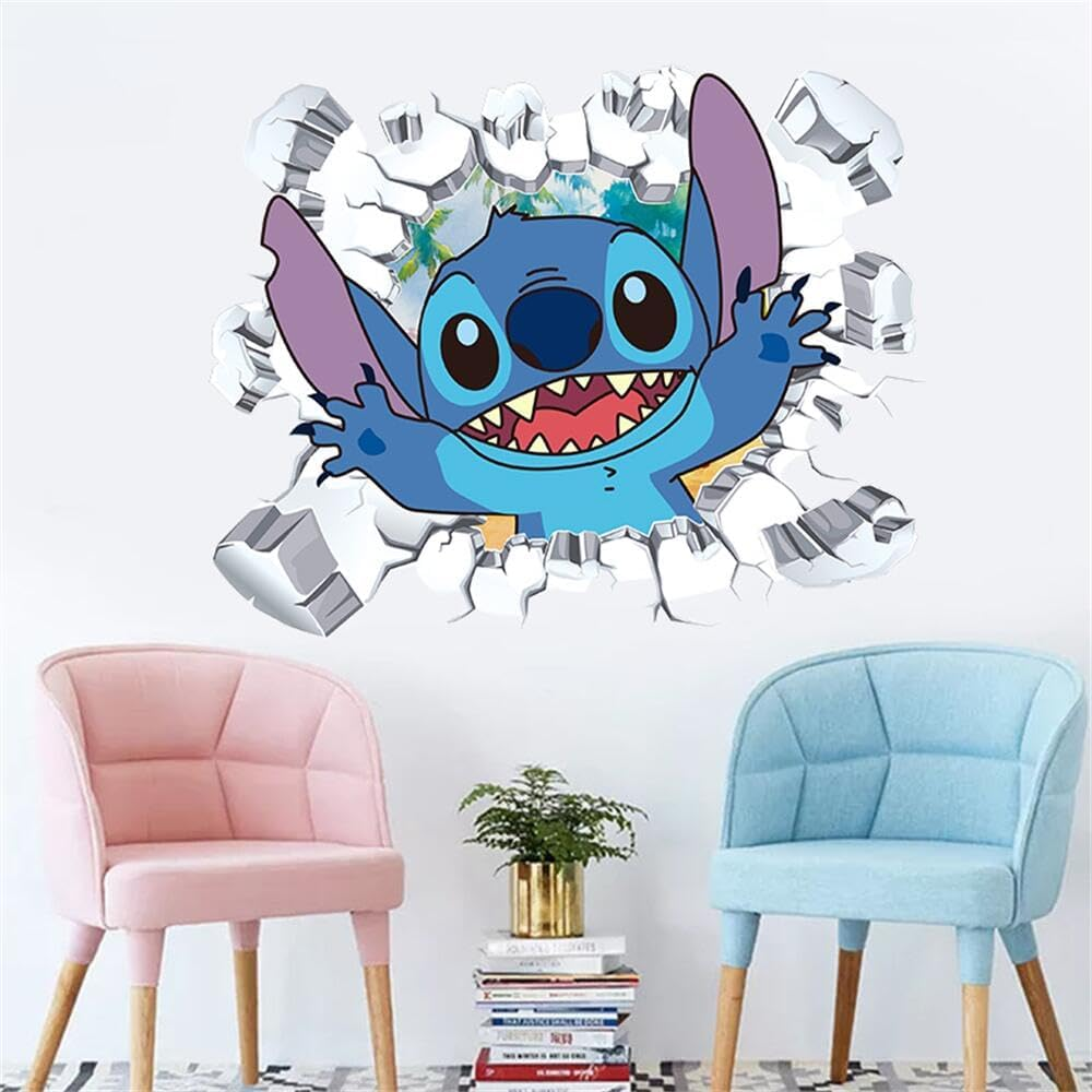 Lilo and Stitch Wall Decals - Kids Cartoon Wall Art for Bedroom Decor - DIY Removable Stickers for Themed Room (23.7X17.8 Inch)