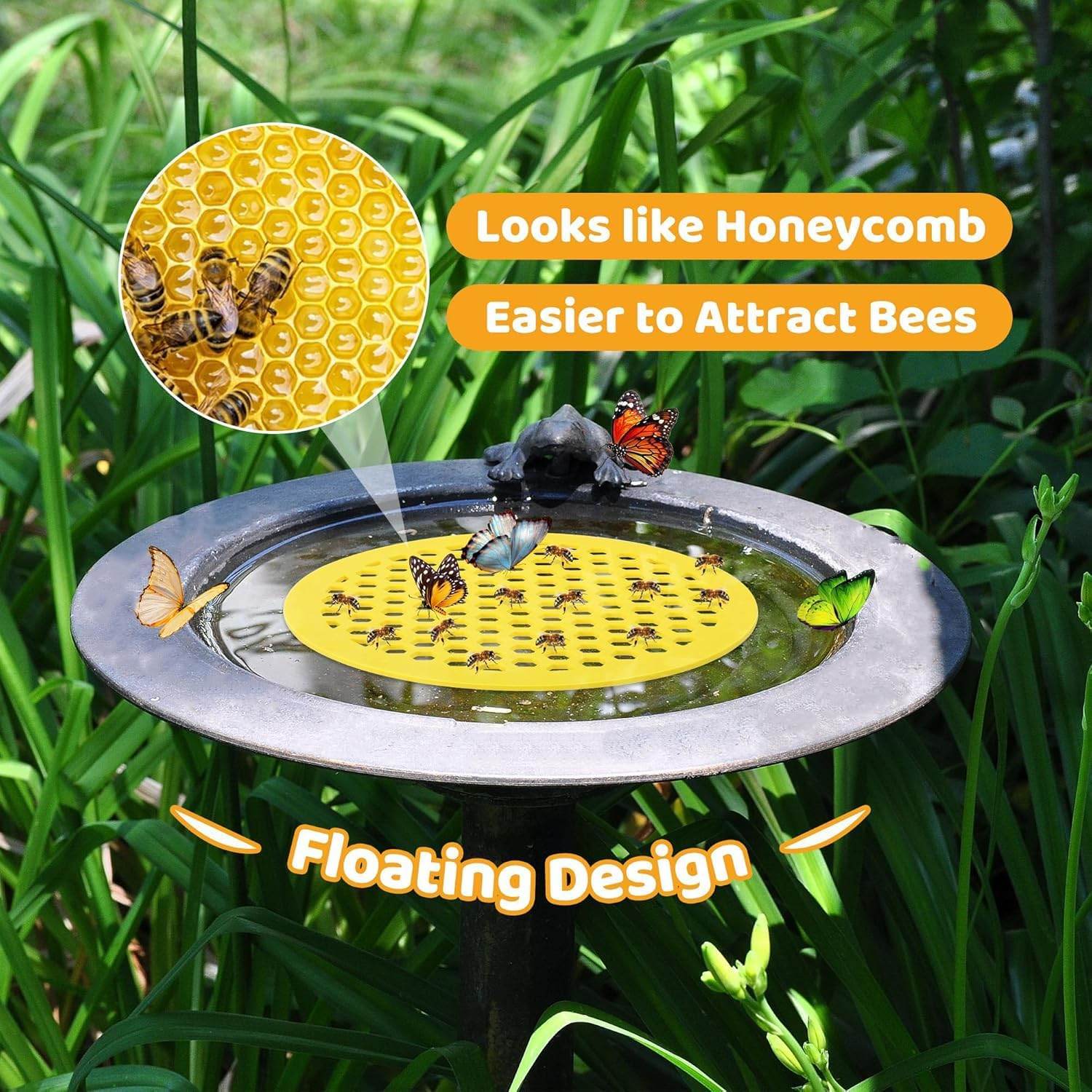 Xiaaofea 4Pcs EVA Floating Bee Island, Butterfly Watering Station with Safe Bath for Feeding, Outdoor Garden Decor Bee Waterer, Ideal for Decorating Gardens and Backyards Outdoor image number 2