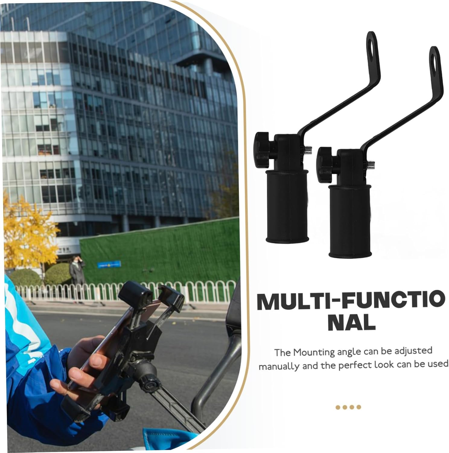 WOONEKY 2Pcs Motorbike Phone Holder Motorcycle Phone Mount Rearview Mirror Adapter Handlebar Mount Compact Easy Install image number 6