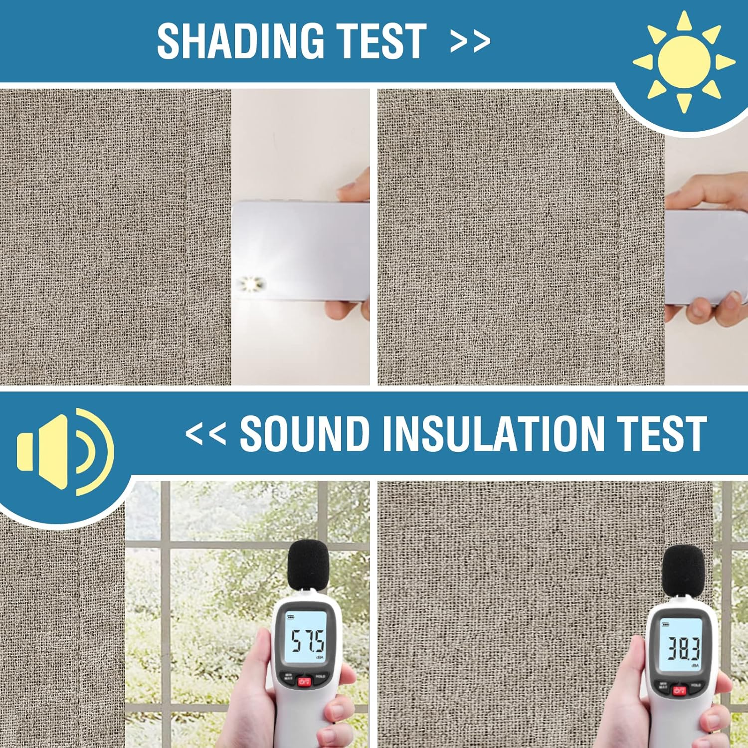 H.VERSAILTEX 100% Blackout Linen Curtains Thermal Curtains for Living Room Textured Burlap Curtain with Double Face Linen Grommet Soundproof Curtains Each W132Cm X D243Cm, 2 Panels -Heather Taupe image number 2