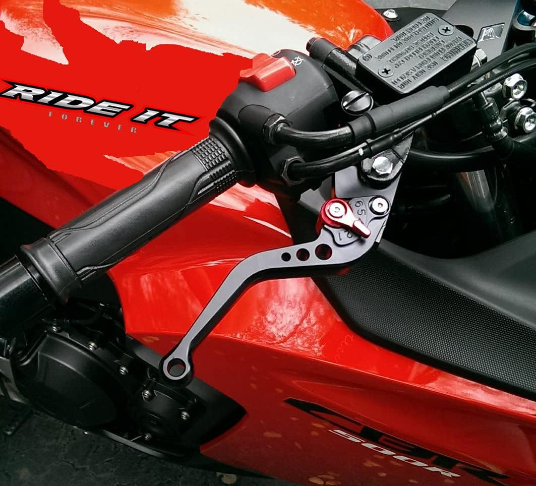 Adjustable Short Brake and Clutch Levers for HONDA CBR500R/CB500F/X 2013-2018,CBR250R 2011-2013,CBR300R 2014-2017,CB300F/FA 2014-2017,CB400F/CB400R 2013-2017,GROM 2014-2018 Honda CBR250R CBR300R CBR400R CBR500R CB500F/X Black - Gold image number 5
