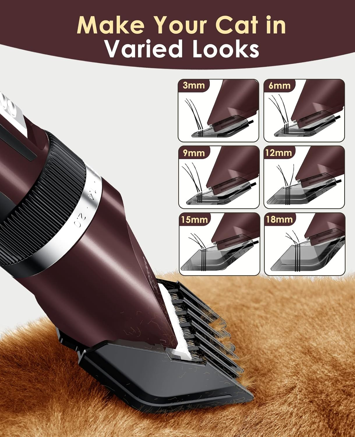 Oneisall Quiet Clipper, Cat Dogs, Professional Hair Trimmer for Long Hair Cats with Thick Fur, Dog Clipper, Cat Shaver with Powerful Motor (Pink) image number 6