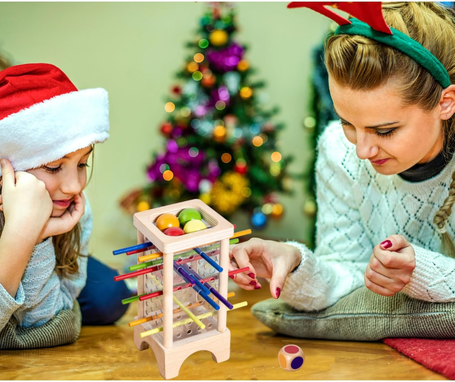 ZUNIPLEX Wooden Board Game Montessori Educational Toys,2 in 1 Wooden Stick Game,Kids Fine Motor Skills Toy with Colourful Sticks and Dice,Fine Motor Skills Toys for 3 4 5 6 Year Olds image number 5