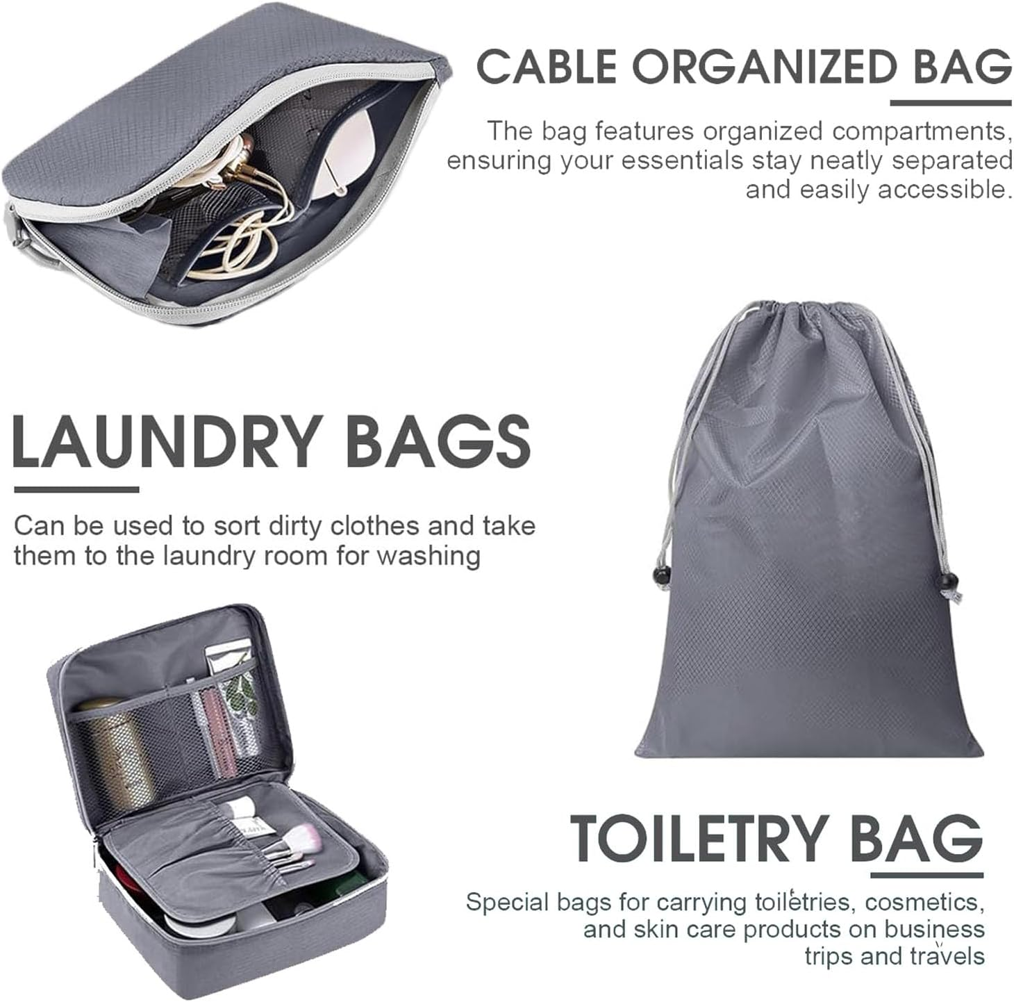 BEANPRECOY 9PCS Compression Packing Cubes for Travel - Waterproof Lightweight Luggage Organizers Set,Various Sizes Space Saver Bags for Carry-On Suitcase,Backpack,Vacation Tour Accessories (Blue/Gray) image number 2