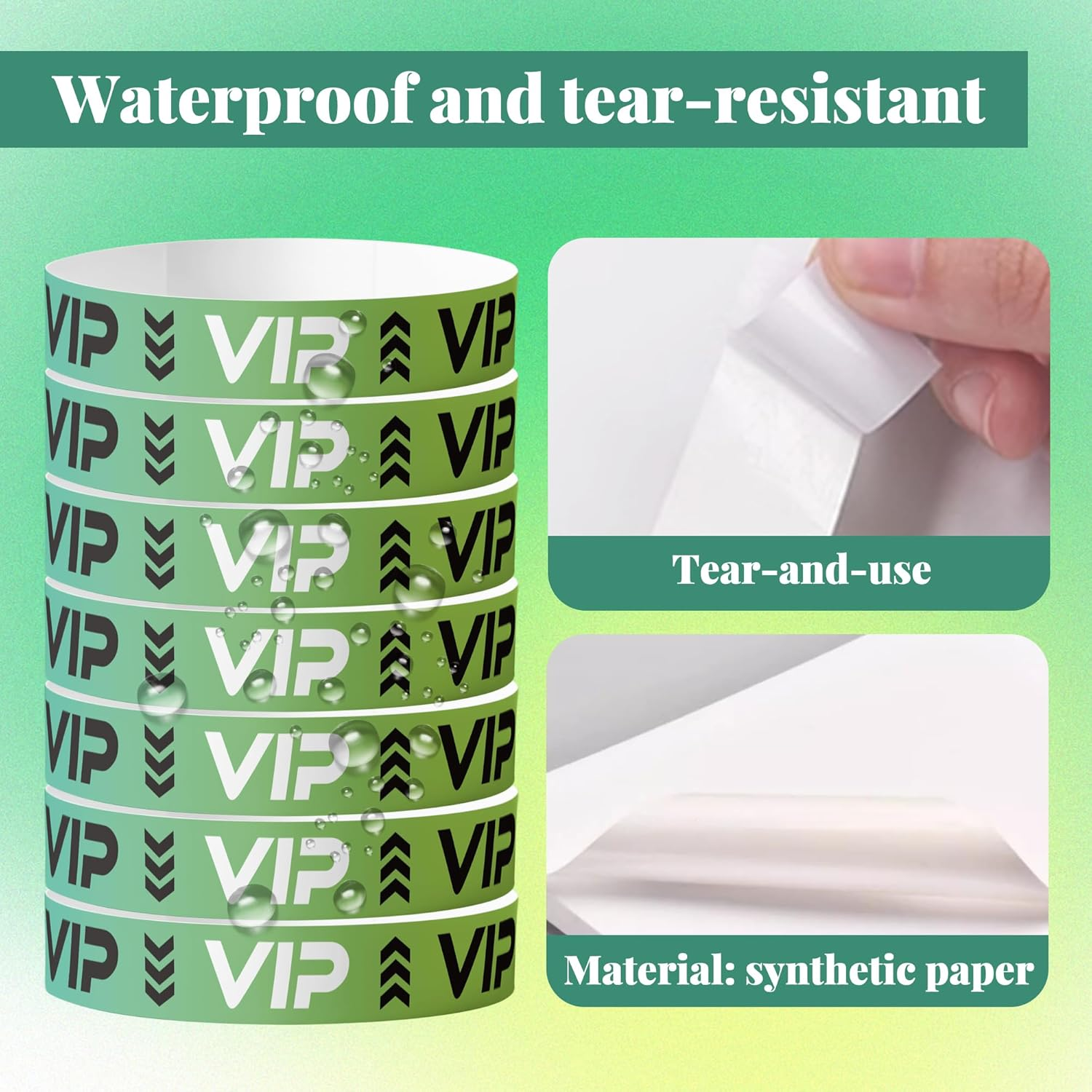 100Pcs Disposable Wristbands for Event Admission: VIP Paper Wristbands for Concerts, Parties, Membership Identification Bracelets image number 3