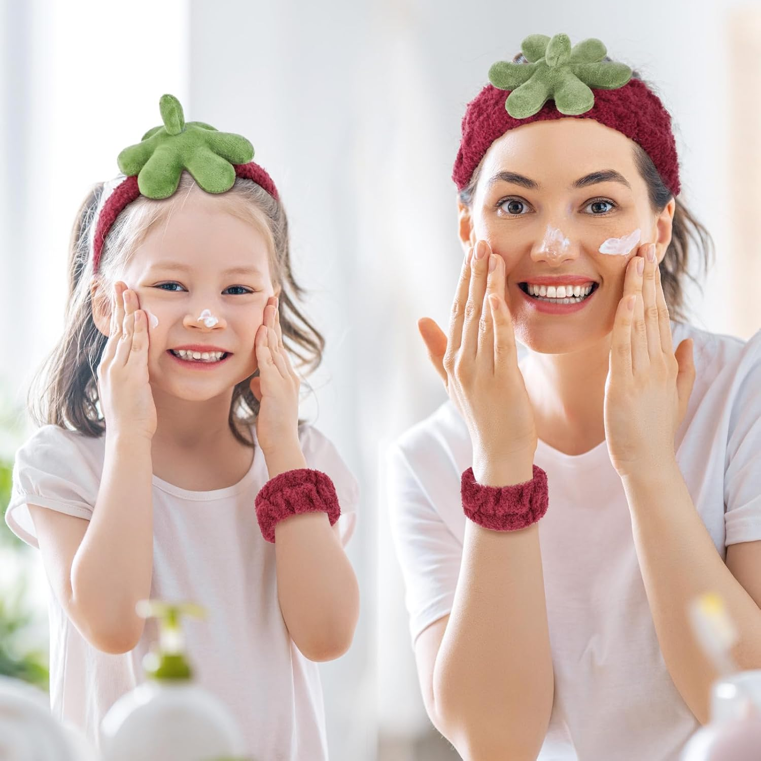 Pack of 4 Spa Face Headband Wrist Wash Bands Set, Elastic Make up Hair Band, Women'S Skincare Hairband, Spa Hair Band for Face Washing, Shower, Yoga, Exercise, Skin Care