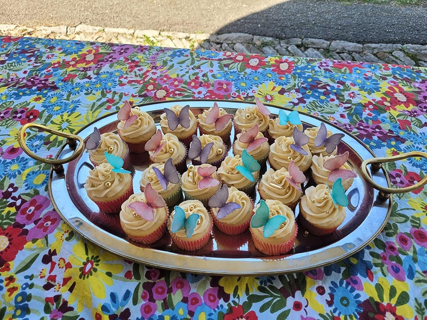 SS Cohen Edible Wafer Glutinous Paper Butterflies for Birthday Cake Decorating Include 48 Pcs Colorful Small Pastel Cupcake Topper Decorations, Birthday Cake Topper (Mixed Colour) - Pink image number 2