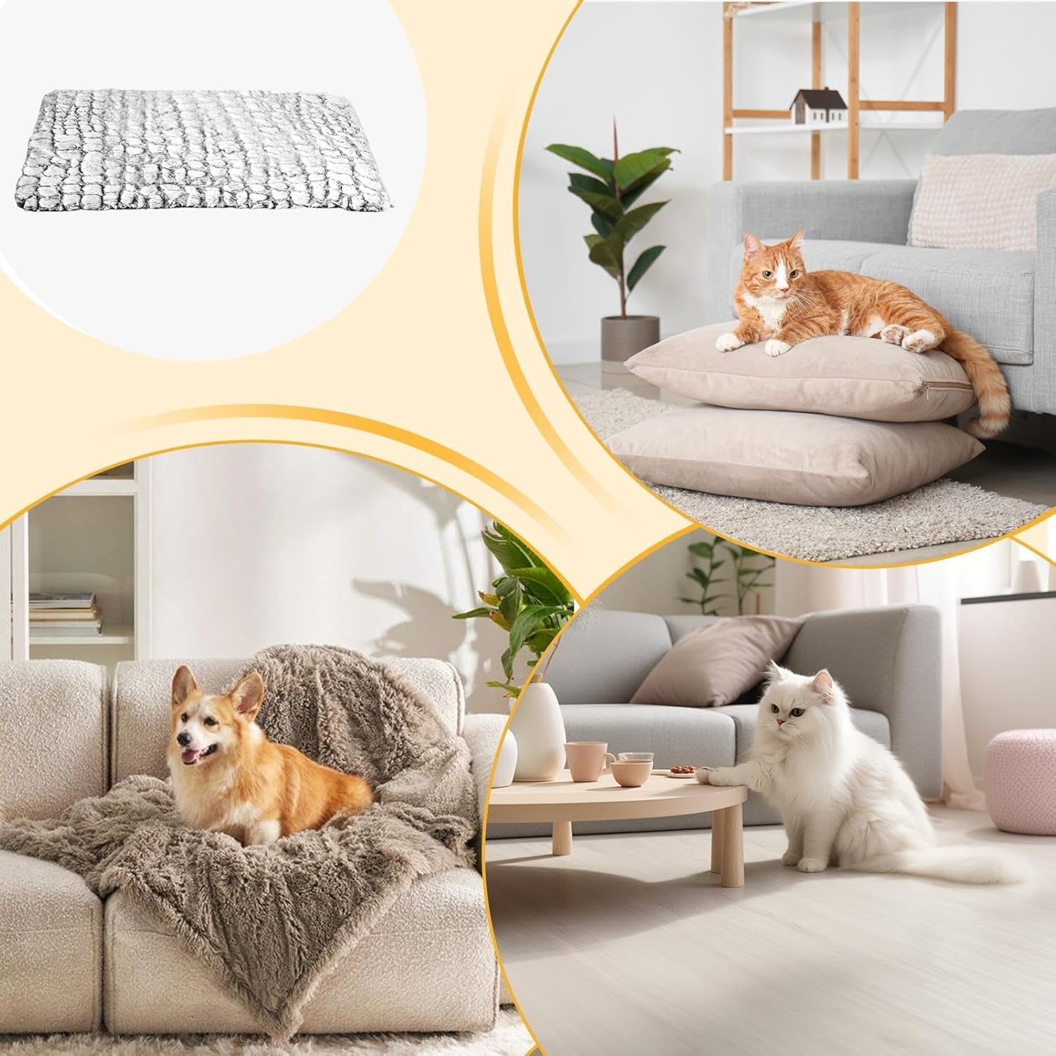 Generico Warm Cat Bed | Self-Warming Pet Pad for Cats and Dogs | Soft Thermal Cat Bed Pad with Removable Cover, Cozy and Heated Pet Warmer Mat for Indoor Cats, Dogs, for Home, Living Room, Bedroom