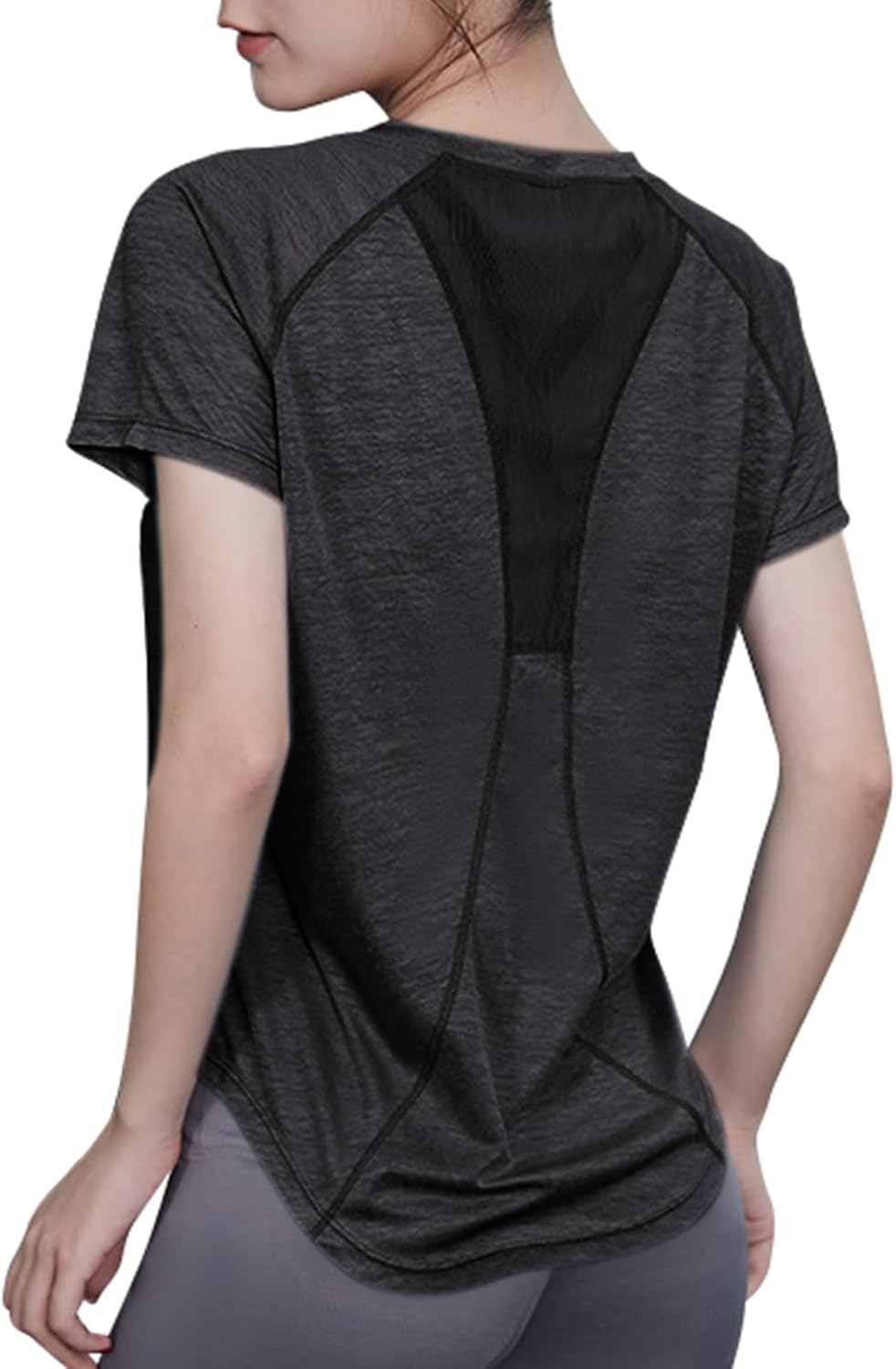 SHEKINI Sports Shirt Women'S Short Sleeve Sports Tops Women'S Crew Neck Activewear T-Shirt Lightweight Breathable Back Mesh Fitness Running Shirt Yoga Sports Top Clothing