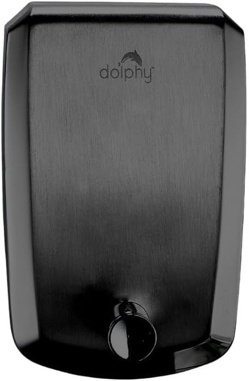 Dolphy Stainless Steel Liquid Soap Dispenser &ndash; 1000ML, Black Wall Mounted, Durable & Stylish Design, Easy Refill, Ideal for Bathroom, Kitchen, Hotel & Commercial Use