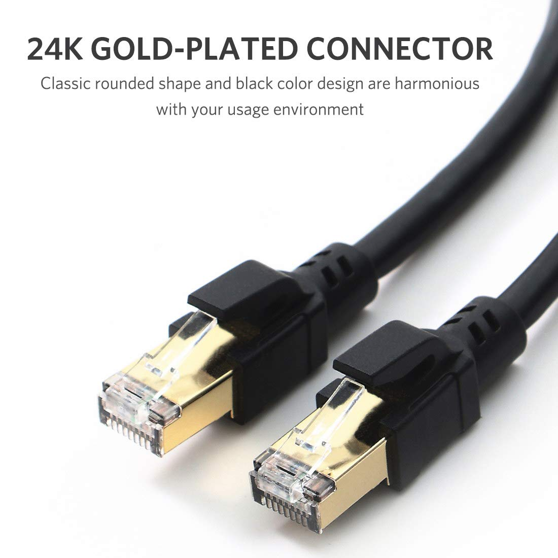 Cat8 Ethernet Cable, Professional Network Patch Cable 40Gbps 2000Mhz S/FTP LAN Wires, High Speed Internet Cable Cord with RJ45 Gold Plated Connector for Modem, Router, PC by ATTMONO image number 3