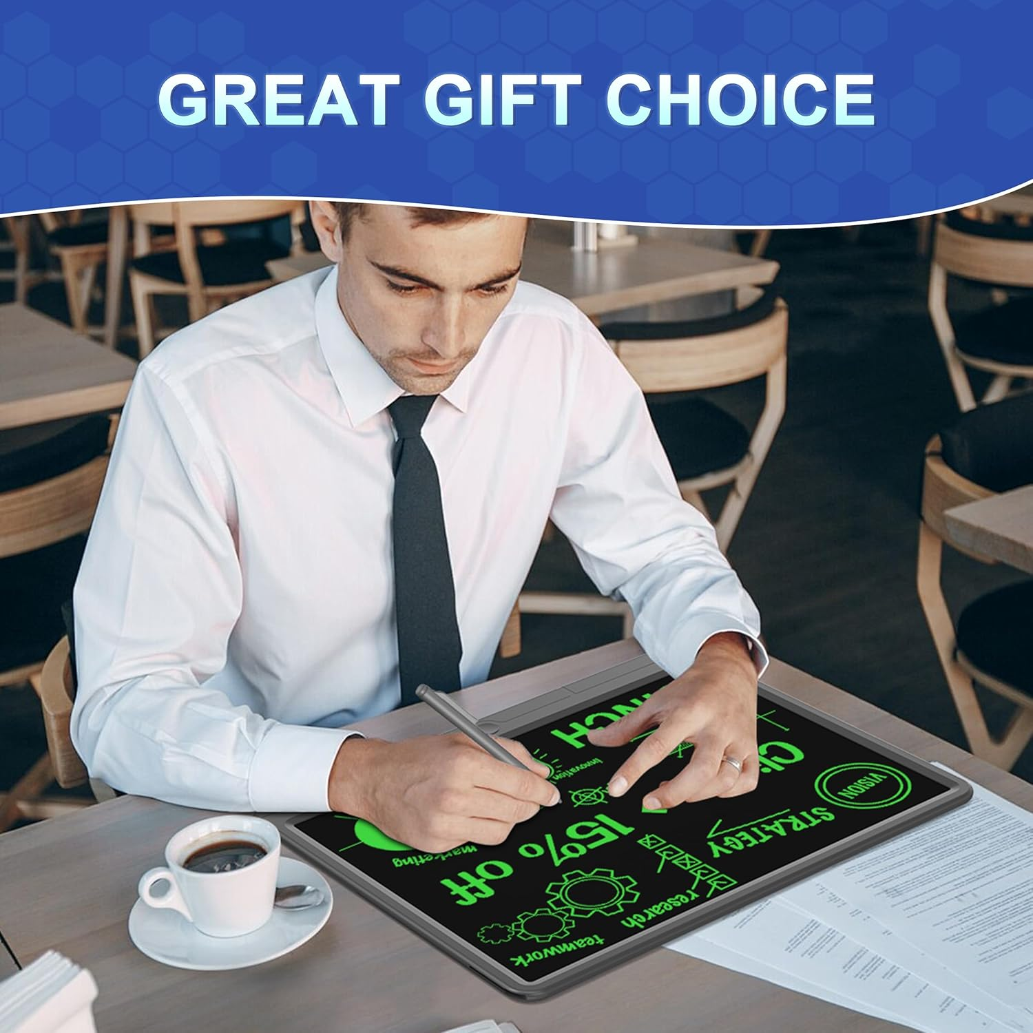 Wicue LCD Writing Tablet for Kids Drawing Board, Colorful Drawing Pads 15In Electronic Drawing Tablet, Educational Toys for 3 4 5 6 7 8 Years Old Kids Toddler (Gray)