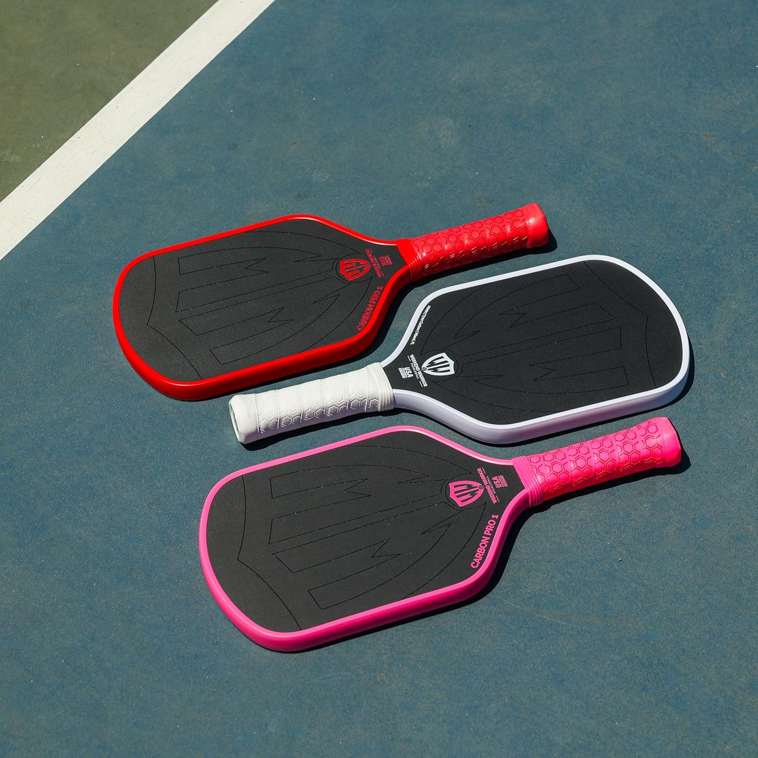 Paddle - USAPA Approved - T700 Carbon Fiber for Ultimate Spin - Elongated Handle and Shape for Power - Paddle Cover, Paddle Eraser, Lead Tape, Sweatband Included - Red image number 1