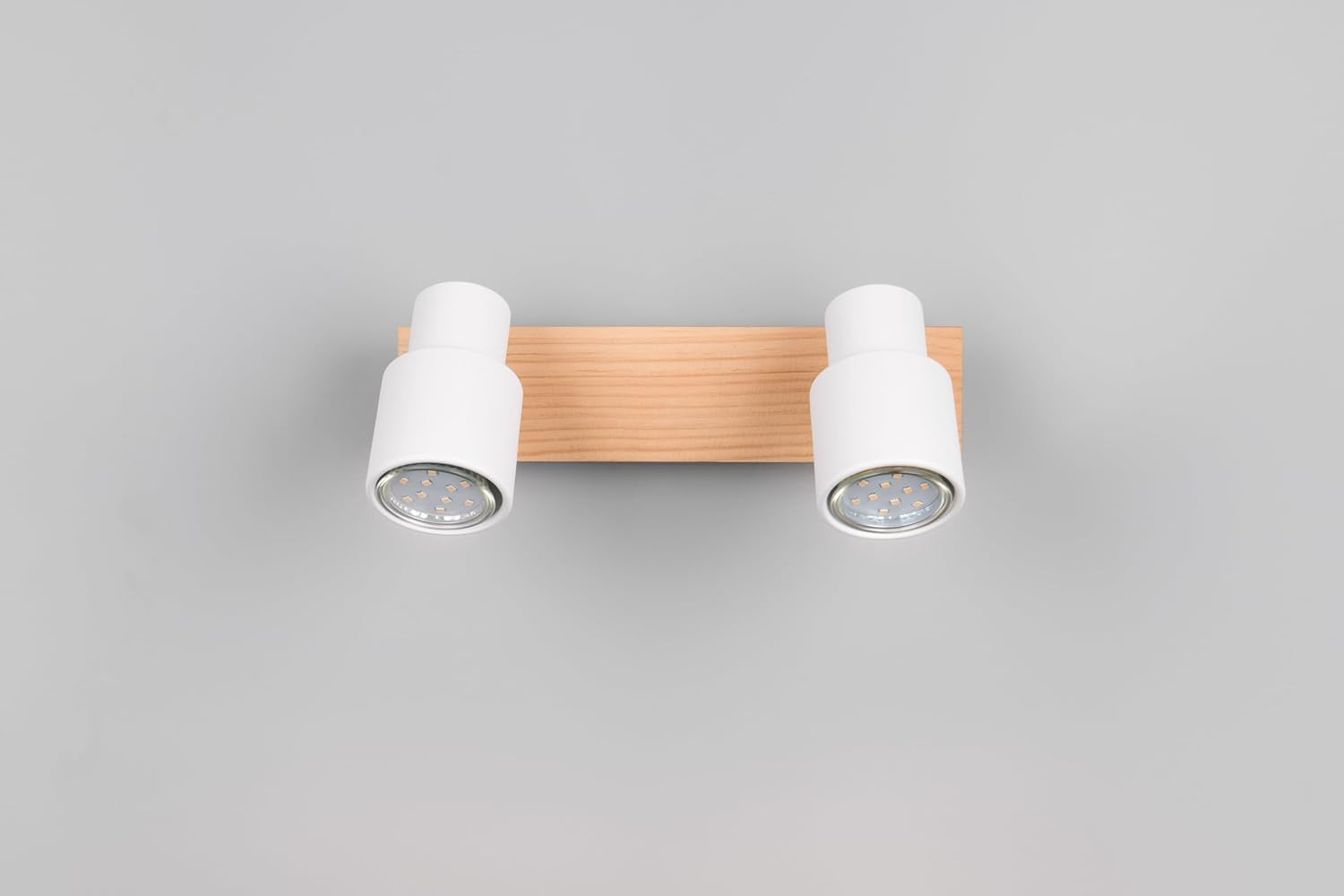 Reality Leuchten Pierre R81982031 Spotlight Metal White Matt Wood Untreated Excl. 1X GU10