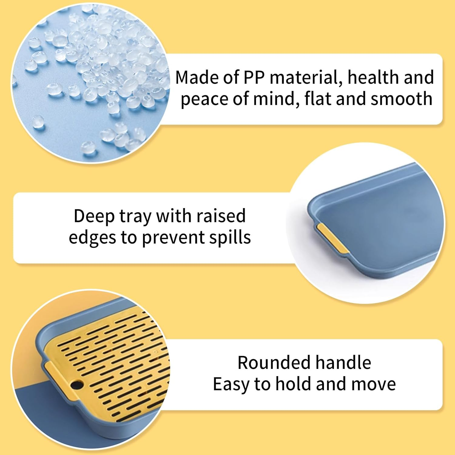 Rabbit Litter Box Pet Toilet Tray Plastic Waste Pan Easy to Clean Reusable Small Animal Potty for Bunny Guinea Pig Chinchilla Hamster Indoor Cage Training Use(Blue,Small) image number 1