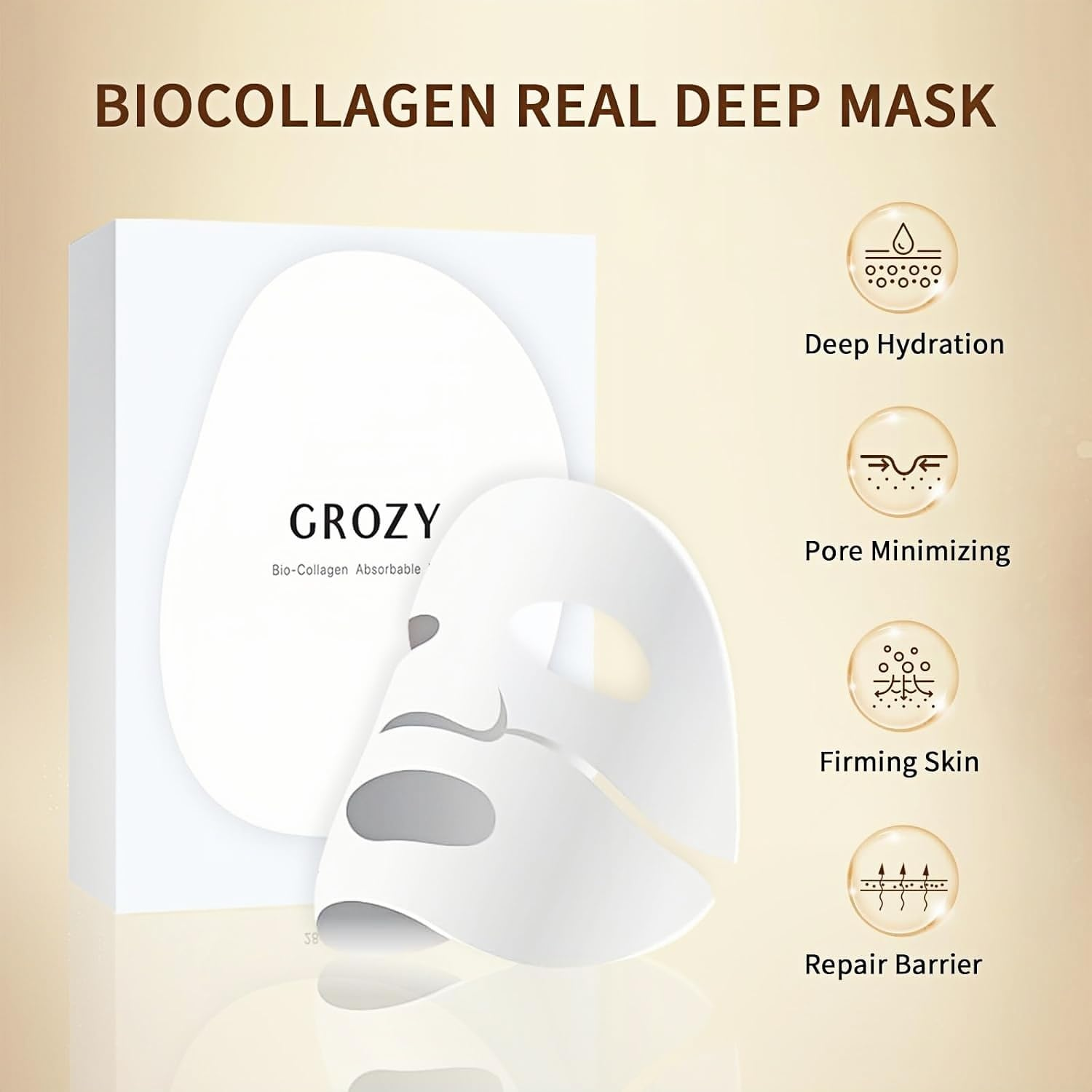 Grozy Bio Deep Overnight Face Mask &ndash; Hydrating & Firming Korean Skincare Treatment for Glass Skin, Anti-Aging Sheet Mask for All Skin Types, 5 Pack image number 4