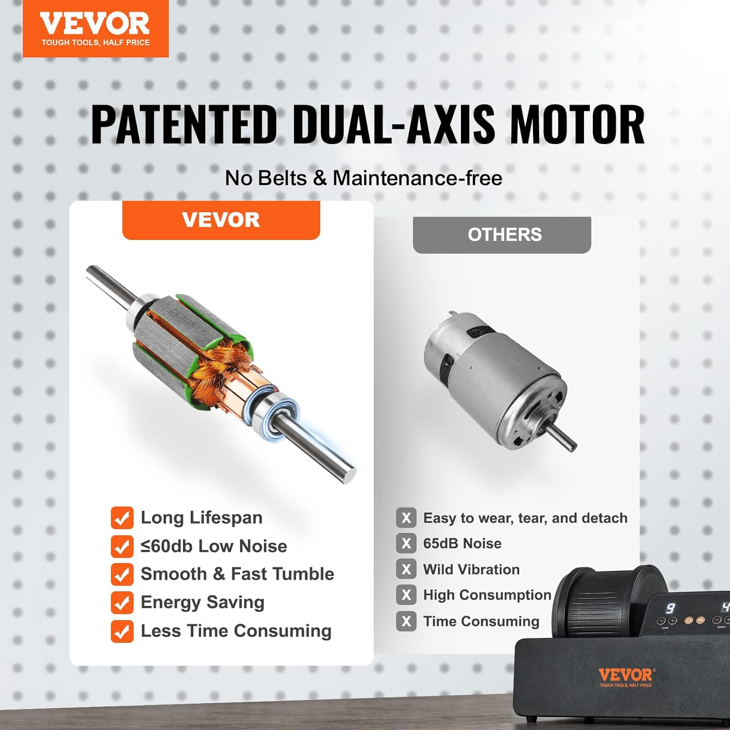 VEVOR Direct Drive 3LB Rock Tumbler Kit, 4-Speed/9-Day Timer,Professional Rock Polisher with Rough Gemstones/Grits/Jewelry Fastenings,Stone Polishing Kit for Family Fun Time,Stem Adults Kids image number 3