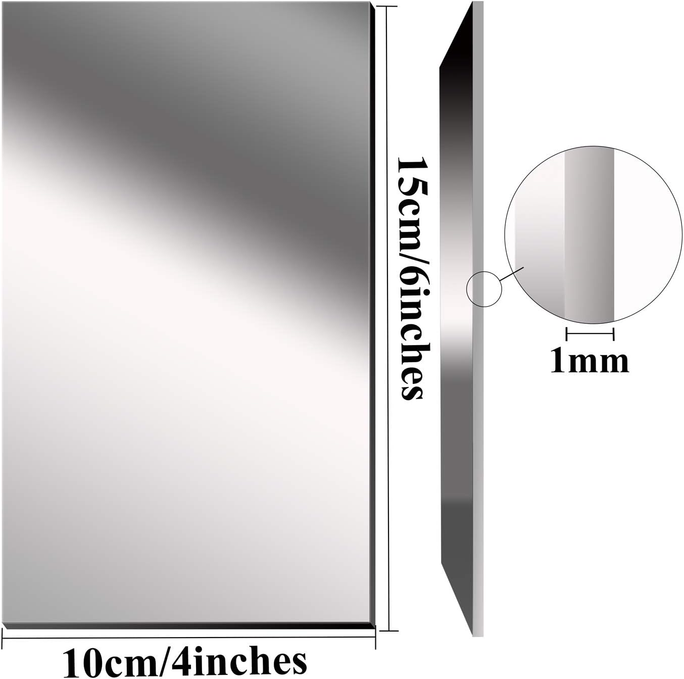Elcoho 12 Pack School Mirrors Plastic Mirror Decor Flexible Mirror Sheets Self Adhesive Mirror Tiles Silver Mirror Board Card for School Educational or Home Decor image number 5