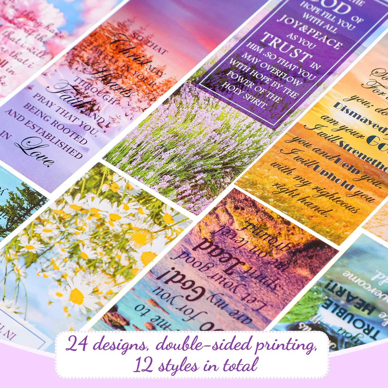 120 Pcs Bible Verse Inspirational Bookmarks Scripture Christian Motivational Bookmarks Encouragement Verse Page Marker with Colorful Ribbons Christmas Gifts for Women Men Church Office Supplies image number 1