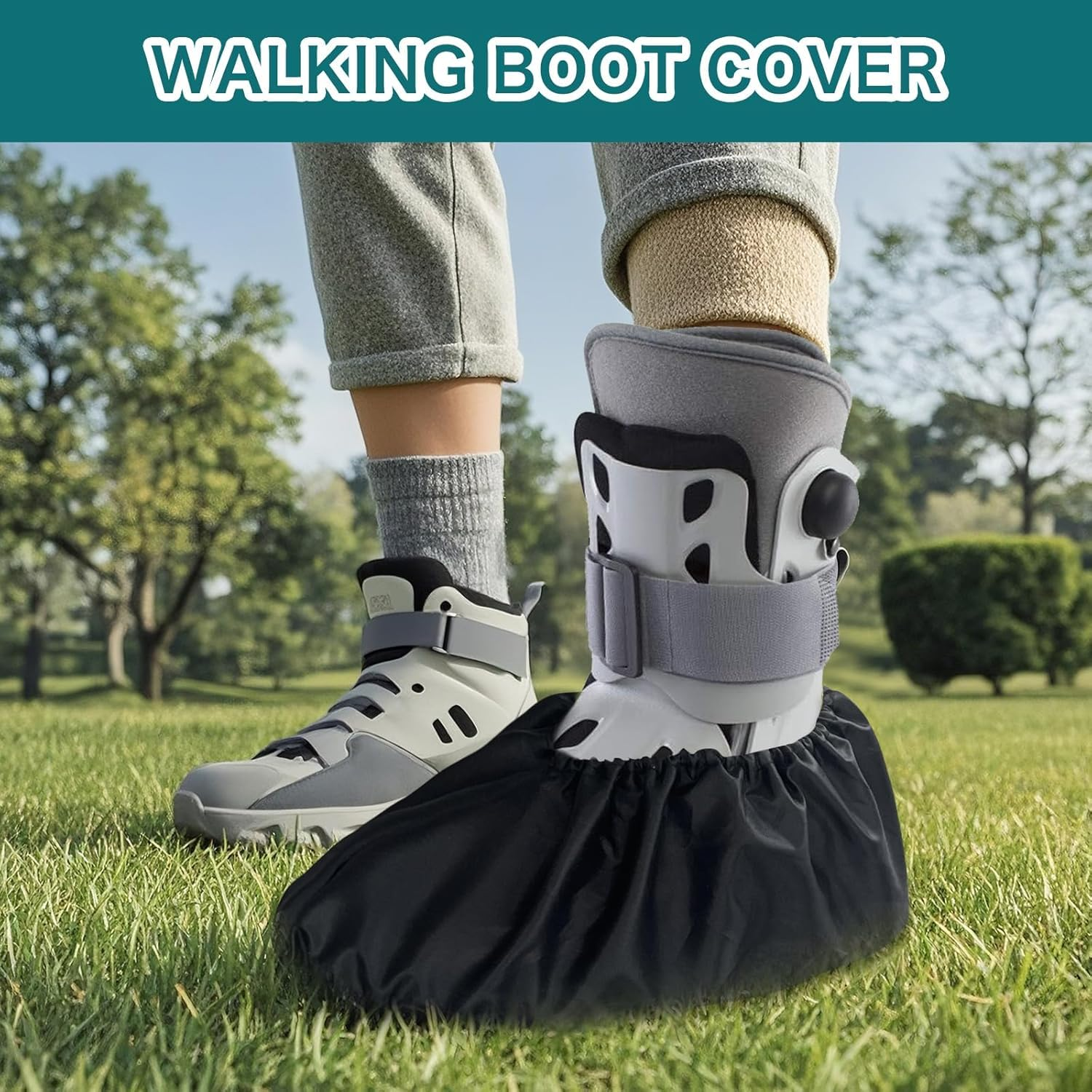 2Pack Fracture Walking Boot Cover, Waterproof Shoe Covers with Waterproof Coating Non-Slip Medical Boot Covers