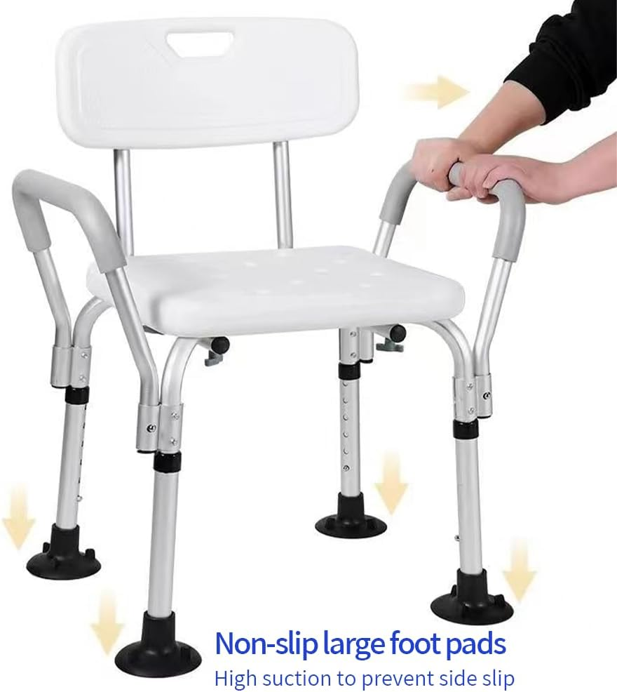 TOMVAES Shower Chair -Shower Seat with Back- Non-Slip Bathroom Bench Bath Chair- Shower Chairs with Arms for Handicap - Wide Shower Seats for Elderly Bathtub image number 2
