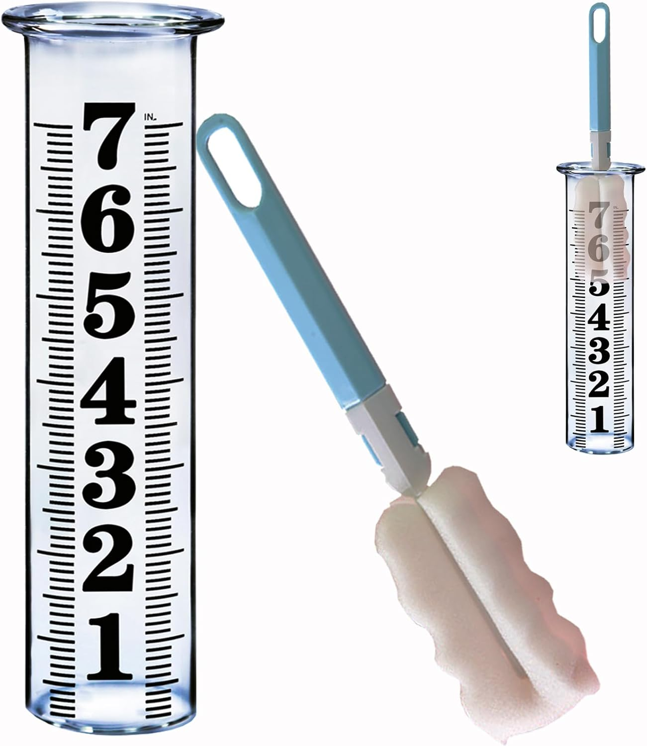 7 Inch Plastic Rain Gauge Replacement Tube, Upgrade Freeze Proof Outdoor Rain Gauges Replacement Plastic Tube for Garden Yard Lawn, Crack Resistance Tube Best Rated, 2 Pcs Tubes with 1 Clean Brush