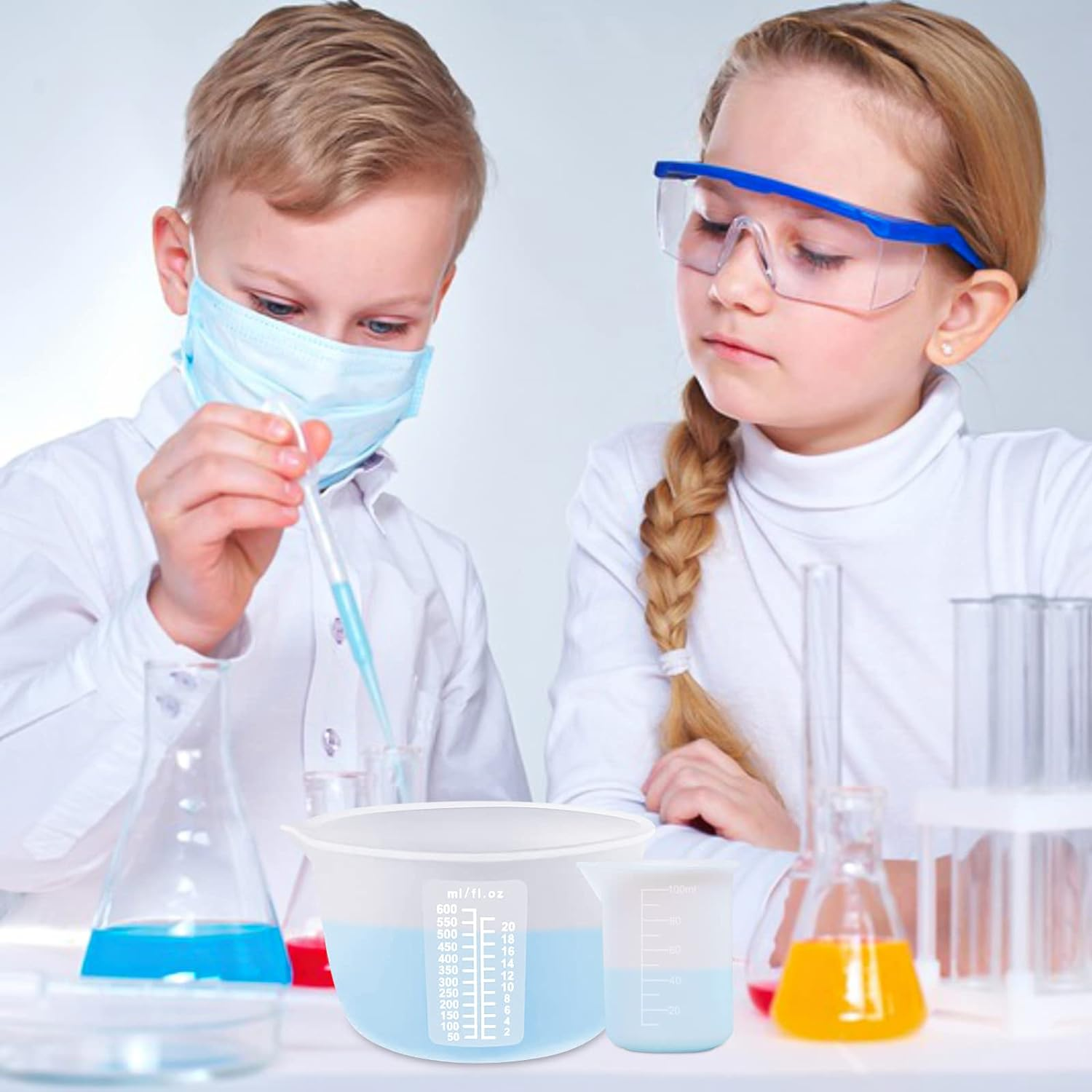 Silicone Resin Measuring Cups Tool Kit, Non-Stick Large Silicone Bowls for Epoxy Resin, Reusable 600&100Ml Silicone Mixing Cup with Stir Sticks, Pipettes, Epoxy Resin Supplies, Molds, Jewelry Making - 2Pcs 600Ml image number 4