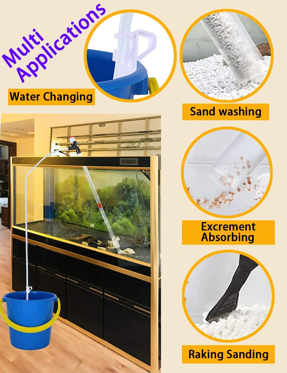 9 PCS Fish Tank Aquarium Gravel Cleaner, Fish Tank Cleaner Kit, Quick Water Change Aquarium Cleaner with Glass Scraper and Adjustable Water Flow Controller Cleaning Accessories, Filter Gravel Cleaning