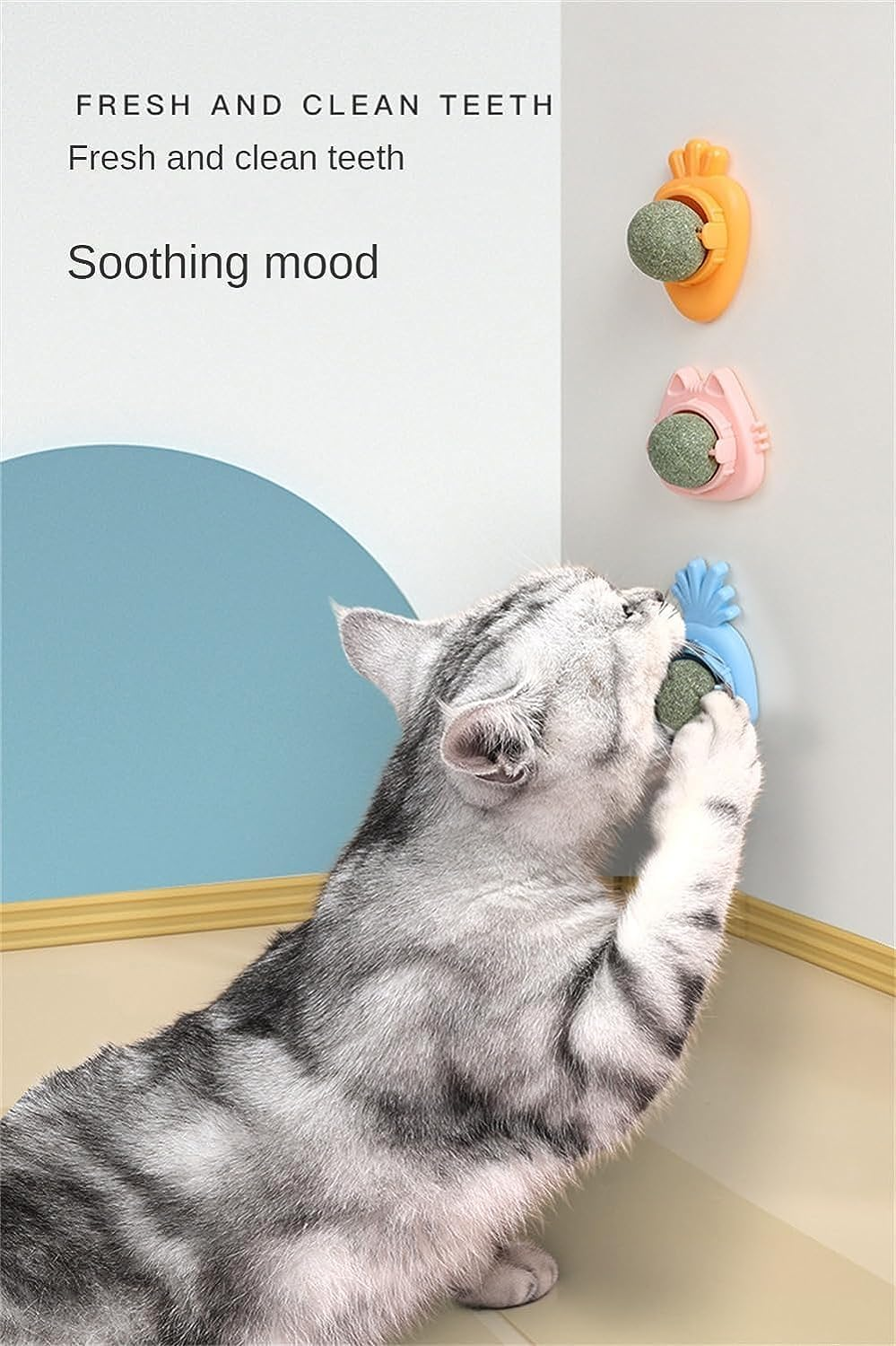 9 Pack Catnip Toys, Catnip Ball Cat Feather Toy for Cats Lick, Teeth Cleaning Dental Edible Kitty Toys,Natural Rotatable Cat Treat Toys for Indoor Cats image number 3