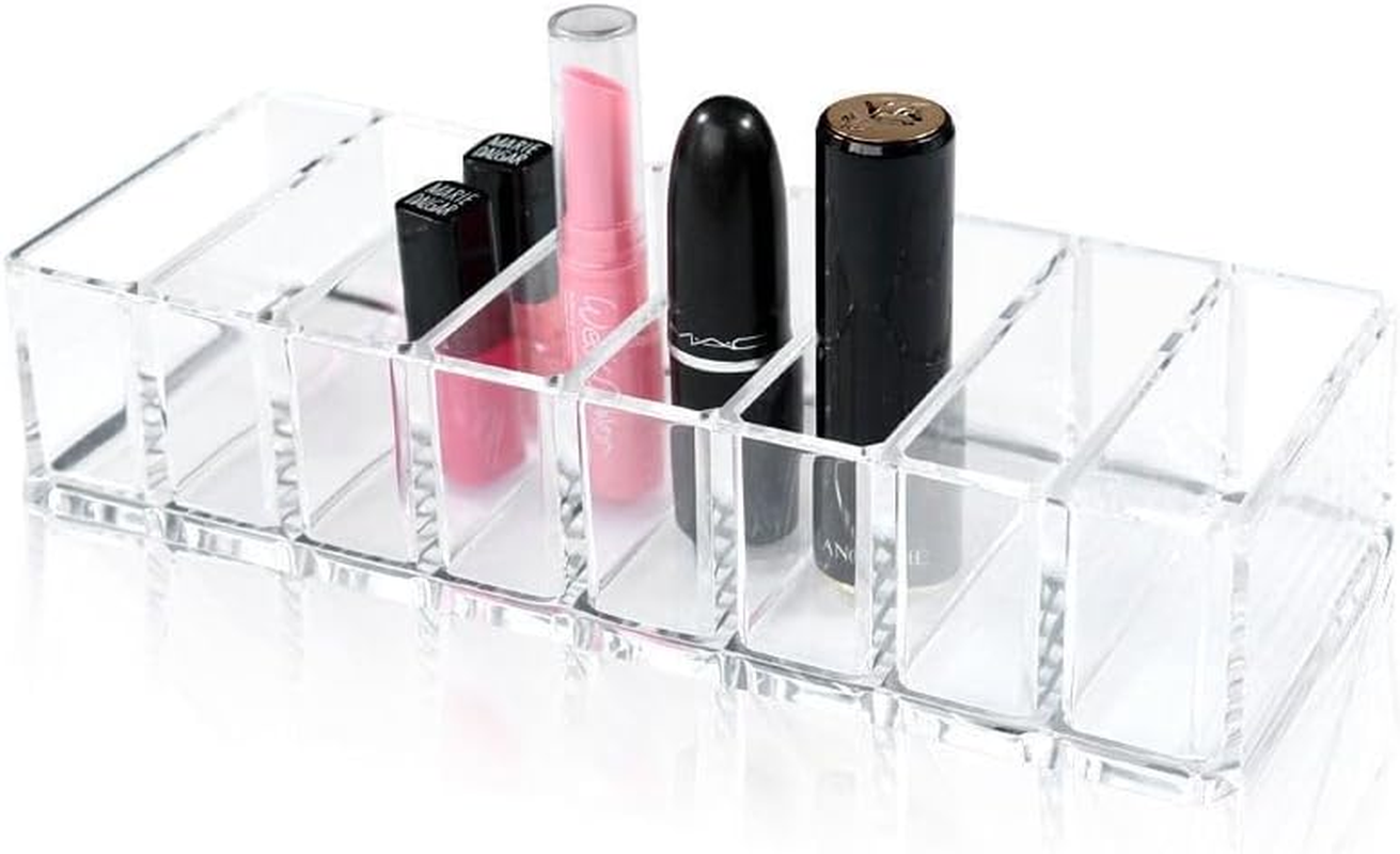 1 Pack Makeup Organizer, 8 Compartments Acrylic Makeup Storage Jewelry Display Boxes, Clear Cosmetic Display Cases for Dresser Vanity Bathroom Kitchen