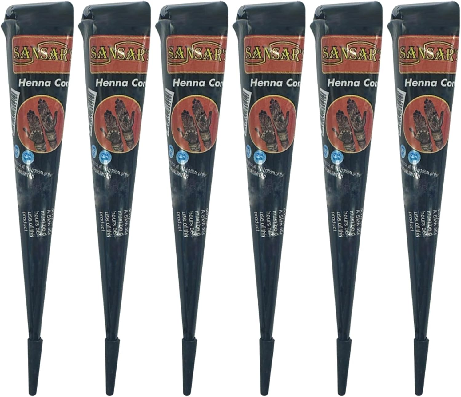 6 Pack 100% Natural Temporary Tattoo Paste Henna Cone | 1 Cone 31 Grams | Indian Body Art Painting Drawing Tattoos Freckles (Black Color) image number 5
