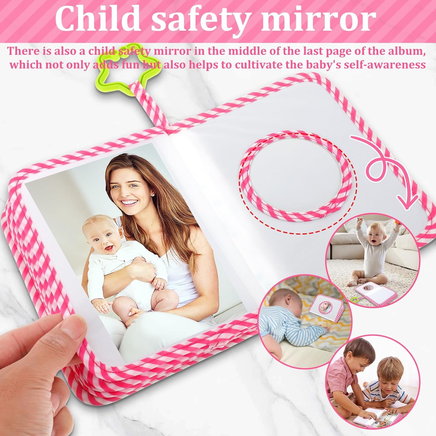 Baby Soft Photo Cloth Book 18X14Cm My First Family Album for Newborn Toddler Kids (Pink, 2Pcs) image number 1