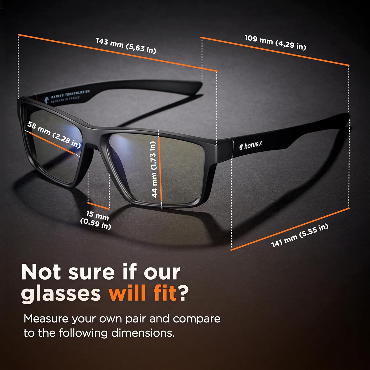 Horus X - Gaming Glasses | Blue Light Blocking Computer Screen Glasses | anti Fatigue and Eyestrain for Men and Women image number 5