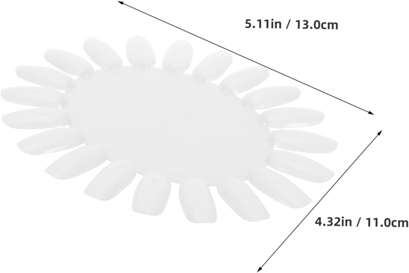 OSOLADY 10Pcs Sunflower Shaped Nail Art Display Boards Beige Acrylic Practice Wheel with False Tips for Salon and Home Nail Polish Color Showcase