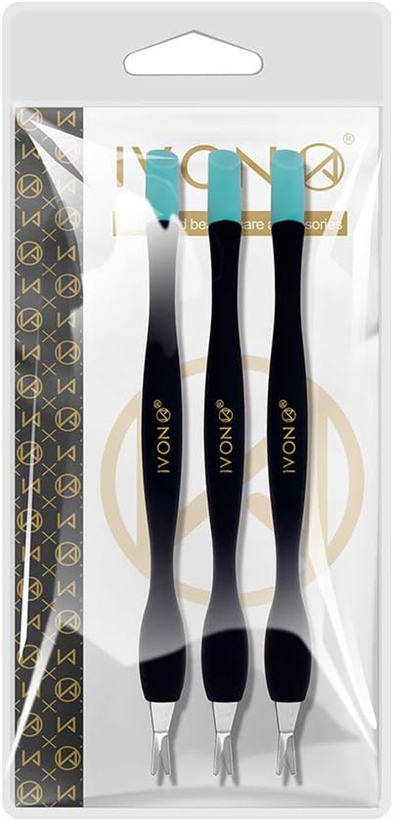 IVON 3 Pack Cuticle Trimmer Pusher Remover, Rubber Tip Gentle on Nail Bed - Black image number 4