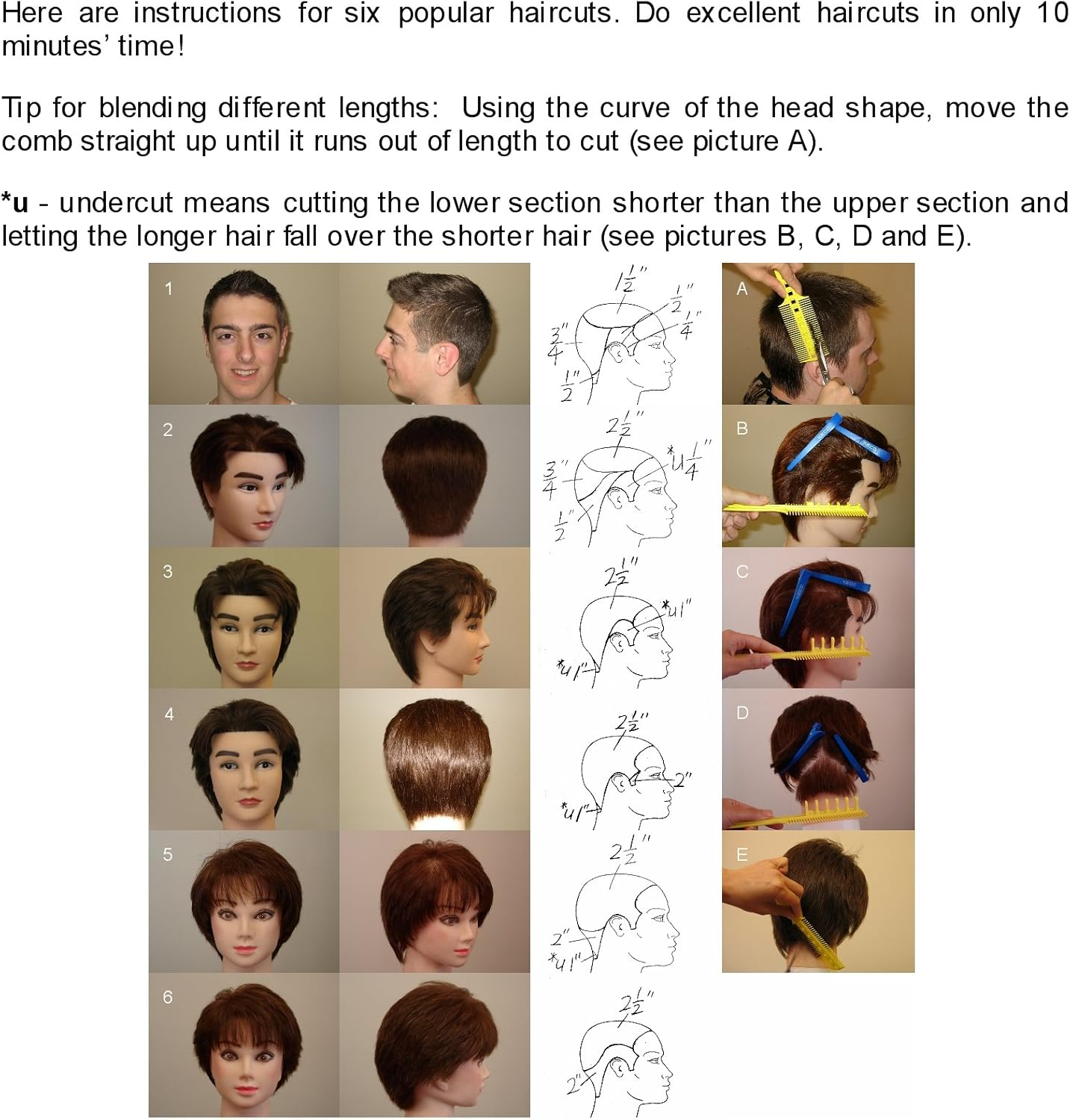 Combpal Scissor Clipper over Comb Hair Cutting Tool - DIY Home Hair Cutting Guide Comb Set (Classic Set, Yellow) image number 3